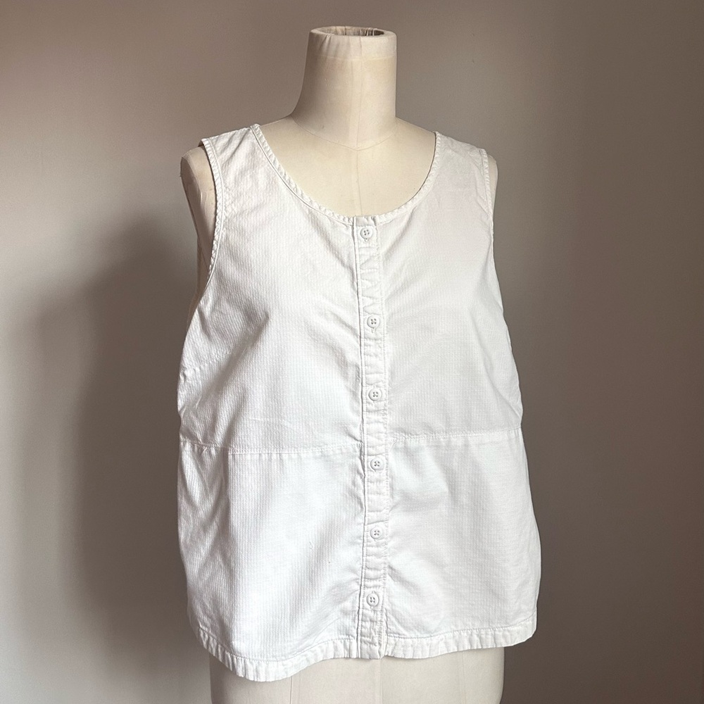 REI Co-op Trailsmith 100% Cotton Button-Up Vest Tank Top White Large L